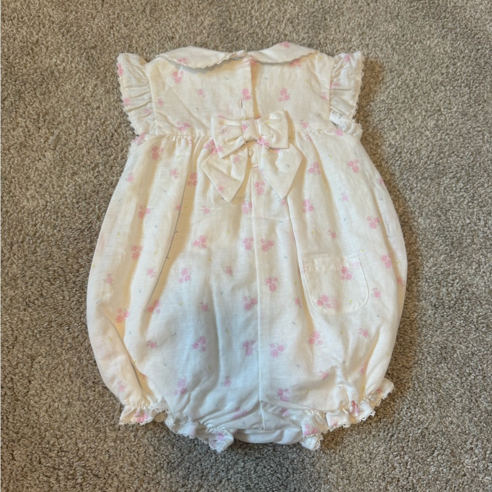 Janie and Jack White Romper with Pink Floral Detail NWT (6-12 months) - Picture 2 of 3